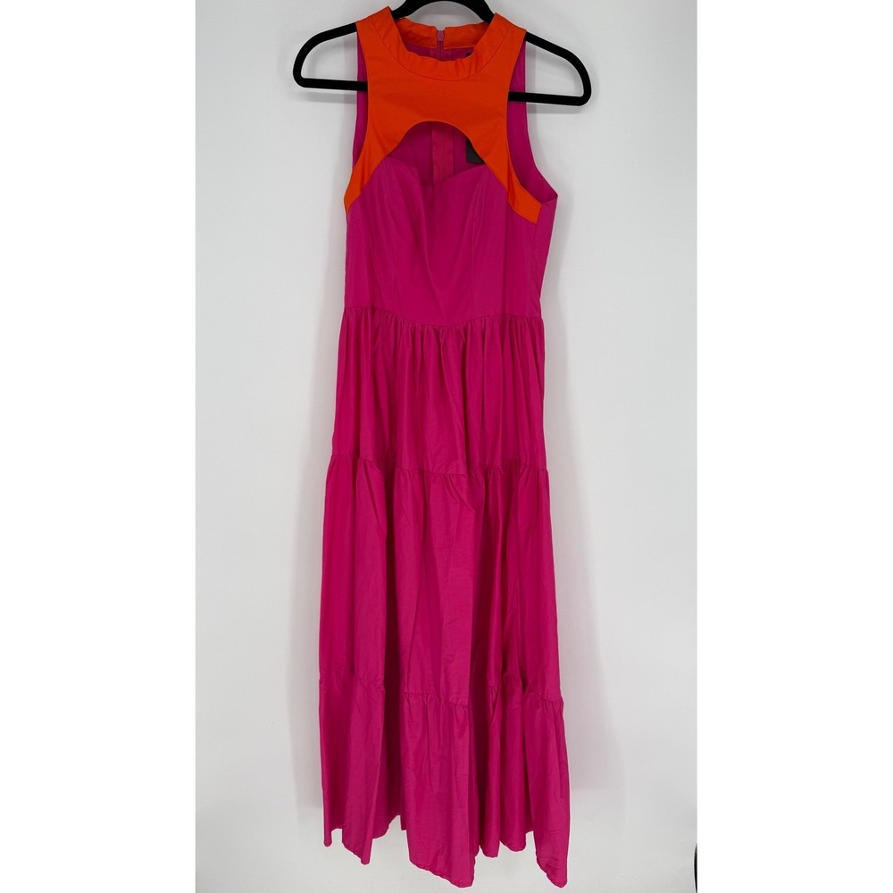 FOREVER AMELIA LOLA VACATION MAXI SIZE 12UK‎ NWT HOT PINK ORANGE SUMMER TROPICAL